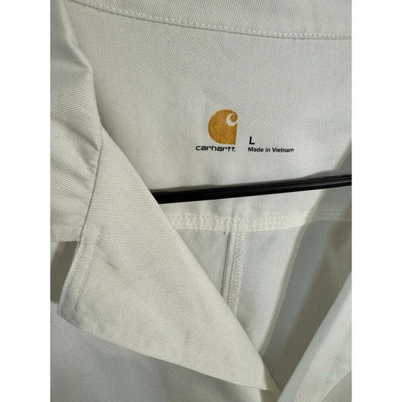 CARHARTT Ripstop Lab Coat L  White |  Laboratory Work Fancy Dress Button Up - Picture 2 of 6